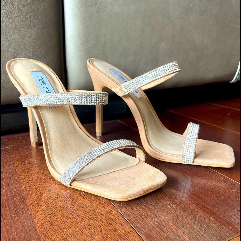 Steve Madden Multi Rhinestone high heel slides- wedding, prom, formal, going out